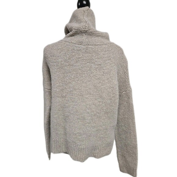 360 Cashmere Cowl Neck Cropped Sweater Oatmeal Beige Wool Alpaca Blend Women’s M - Picture 4 of 9